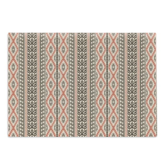 Southwestern Cutting Board, Traditional Vertical Borders Inspired by Prehistoric Art Ikat Style, Decorative Tempered Glass Cutting and Serving Board, Large Size, Multicolor, by Ambesonne