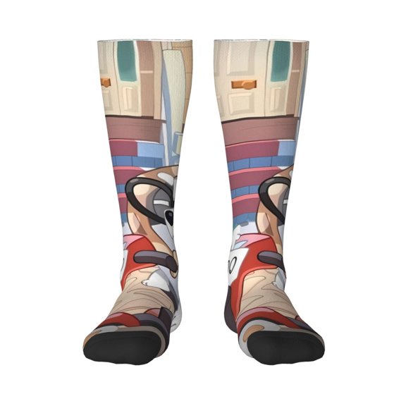 Masiiu Bluey Print Adult Crew socks, Comfortable Novelty Colorful Patterned, Breathable, Stylish Colorblock for Men Women