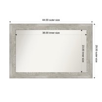 Amanti Art Custom Framed Wall and Bathroom Mirror (29 x 44 in.), Dove Greywash Frame