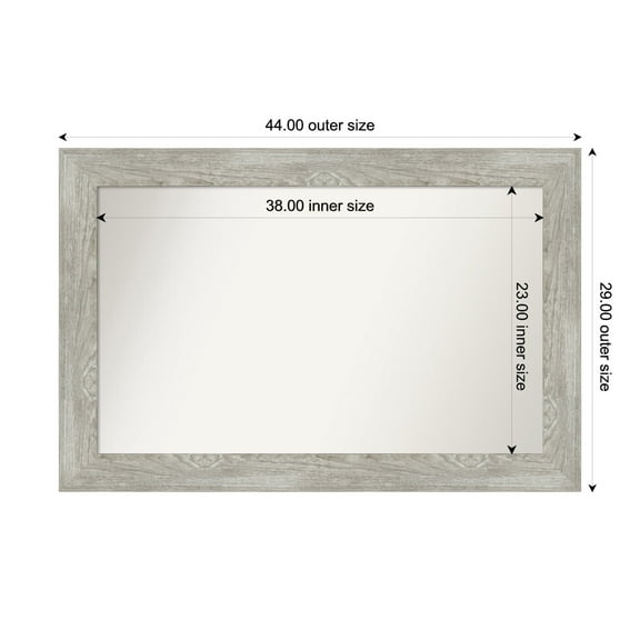 Amanti Art Custom Framed Wall and Bathroom Mirror (29 x 44 in.), Dove Greywash Frame