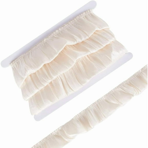9 Yards(8.2m) Ruffle Lace Trim 4.8cm Wide Old Lace Pleated Fabric Ribbon Chiffon Ruffled Trim