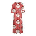 thumbnail image 5 of Christmas Dresses for Women Ladies Fashion Christmas Print Lapel Button-Down Seven-Quarter Cuff Strap-Up Dress for Christmas Party,Watermelon Red,S, 5 of 5