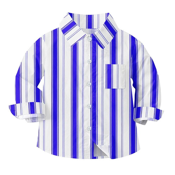 Tao Tao Striped Button Down Casual Shirts For Toddler Baby Boys Girls Long Sleeve Lapel Collar Blouse Trendy Spring Fall Shirts Blue 12 Months