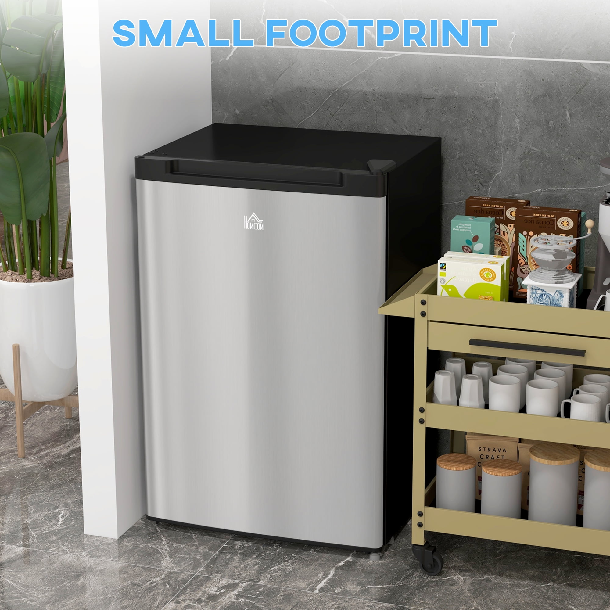 HOMCOM 3 Cu Mini Freezer with Reversible Single Door, Silver