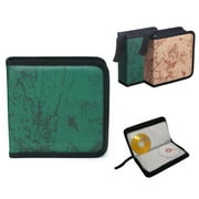40 Disc CD/DVD Storage Organizer Case, Portable Carrying Bag with World Map Design, Zippered Cover, Protects and Stores Media Discs, Travel Friendly Gift