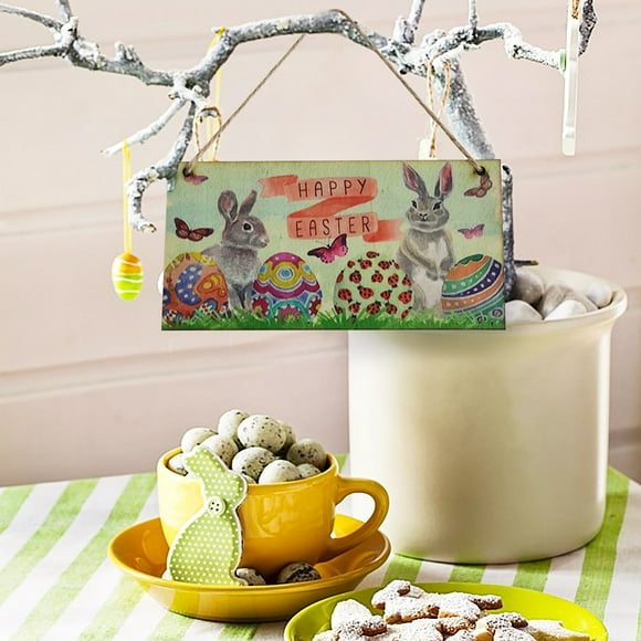 TopLLC Easter Decorations Easter Decorations Painted Wooden Rabbit Pendant Home Decorations Ornaments Spring Decor on Clearance