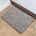 thumbnail image 4 of Entrance Door Mat, Bathroom Absorbent Mat, Non-Slip Mat, Thick Sea Mat, Solid Color Design, Leaf Pattern, for Home Use, Dirt Trapping, Floor Protector, Indoor/Outdoor Rug UKHBMC | Polyester, Gray, 4 of 9