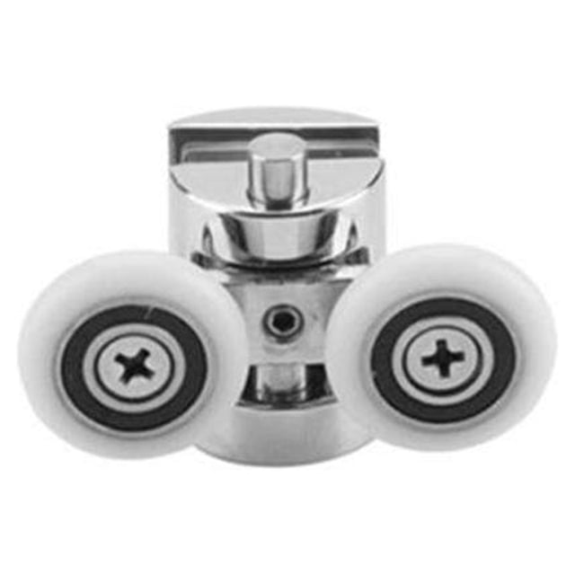 Inteprter Ruedas dobles para puerta de ducha de alta resistencia, 2 uds., rodillos superiores, ruedas cromadas, cojinete de puerta corredera, Accesorios de baño proxima ronda