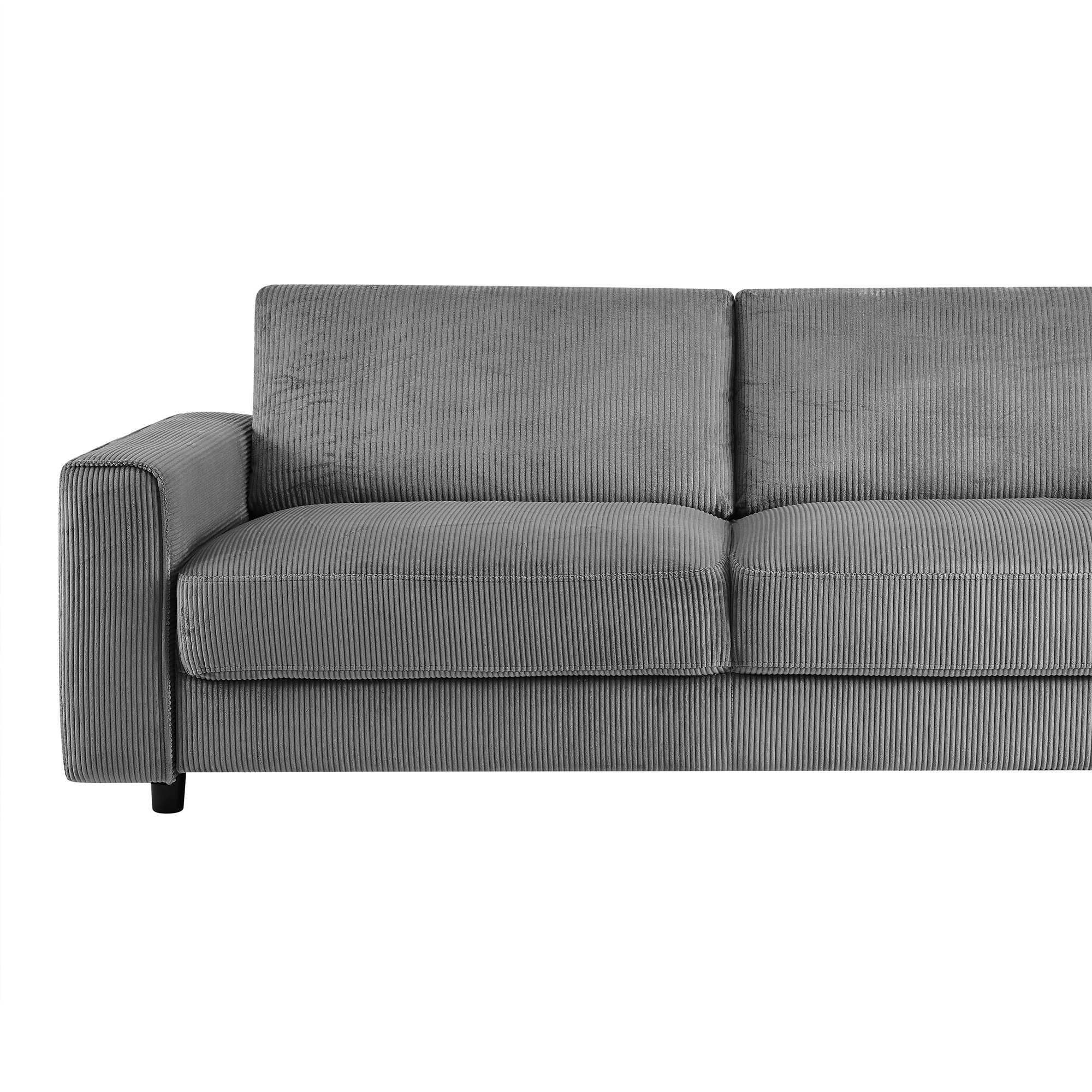 Modern Contemporary Upholstered Corduroy Plush Tufted Sofa, Grey