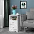 thumbnail image 1 of Yaheetech Multifunctional Side Table with 2 Drawers and 1 Cubby, White, 1 of 7