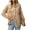 Apricot, variant on Women's Waffle Knit Button Down Shirt Collared Long Sleeve Loose Fit Shacket with Pocket
