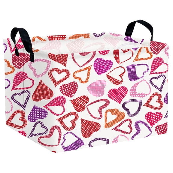 BOOHIT Valentines Day Basket Empty Heart Gifts Basket Kid Storage Bins Decor(Mosaic Love)