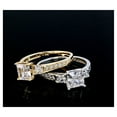 thumbnail image 5 of Ioka - 1.5 Ct. Cubic Zirconia CZ 3 Stone Princess Cut Engagement Ring Solid 14K Yellow Gold With Stones in Band - Size 6.5 - Size 6.5, 5 of 6