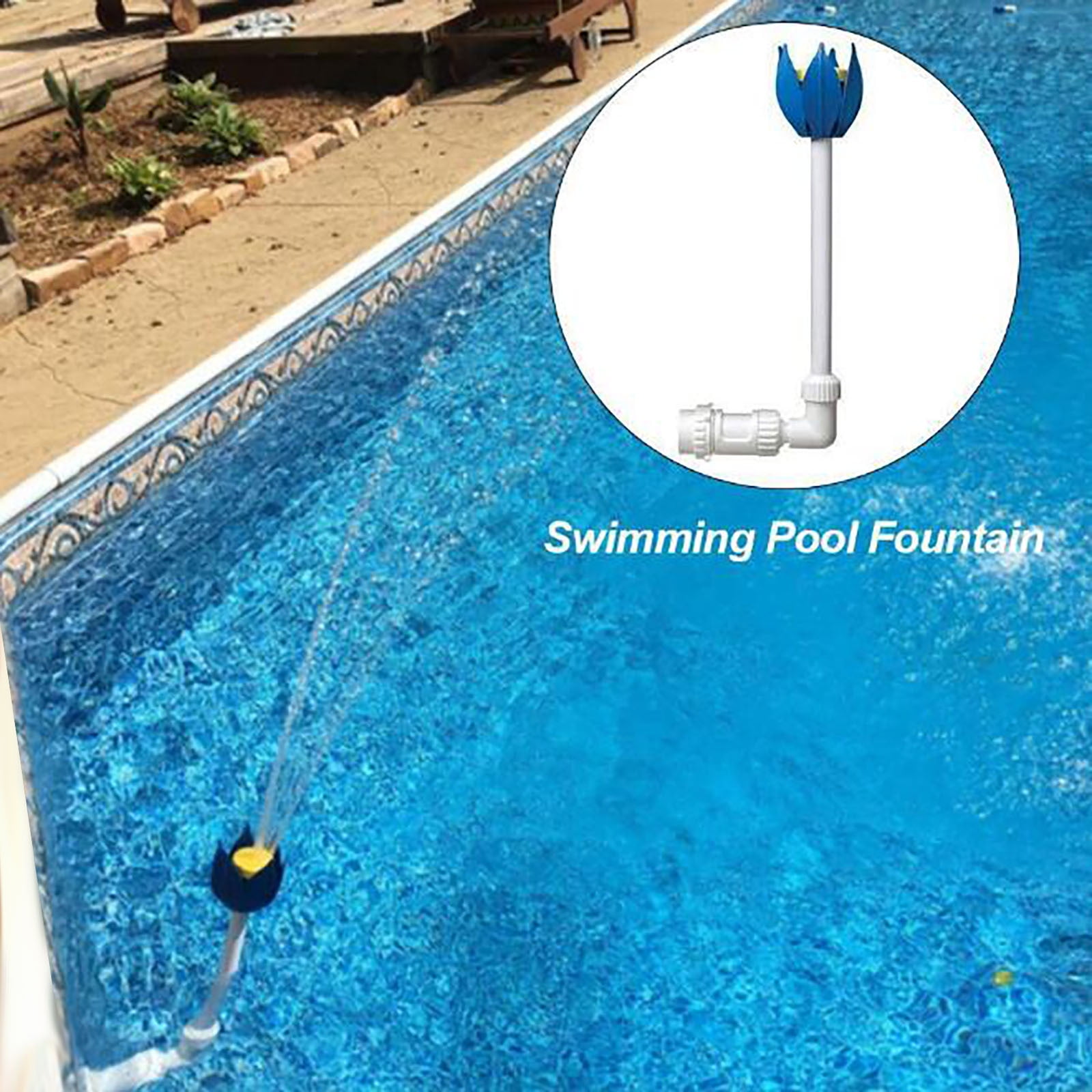 (Clearance) pdqouc Pool Fountain for Above and In-Ground Pools, Adjustable Spray Waterfall Sprinkler Cooler for Pool, Swimming Pool Spa Water Fountain, High-Pressure Pool Spray Fountain