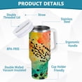 thumbnail image 2 of Yayeee 30oz Stainless Steel Tumbler with Straw and Handle Double-Wall Insulated Travel Water Bottle, Colorful Plants, 2 of 8