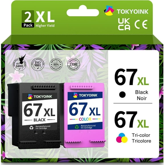 Cartouches d'Encre 67TG Noir/couleur Ensemble Combiné Compatible pour HP Encre 67 TG Cartouche d'Encre Compatible pour DeskJet 4155e 2734e 2700e 2855e 2755e 4100 4255e Compat