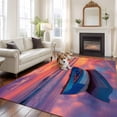 thumbnail image 2 of 5'x7' Area Rugs, Summer Beach Indoor Outdoor Area Rug for Living Room Bedroom, Boat Gradient Orange Sunset Natural Scenery Washable Bathroom Rugs Kitchen Floor Carpet Mats Home Decor Aesthetic, 2 of 8