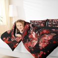 thumbnail image 3 of Castle Fairy Halloween Splash Skull King Size Comforter Sets 3pcs,Graffiti Skeleton Butterfly Comforters King Size,Red Blacks,1 Comforter and 2 Pillowcases,Black Reversible, 3 of 6