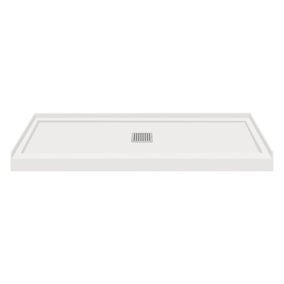 Transolid FL6032C-39 Linear 60-in L x 32-in W Single Threshold Shower Base with a Center Drain, Grey