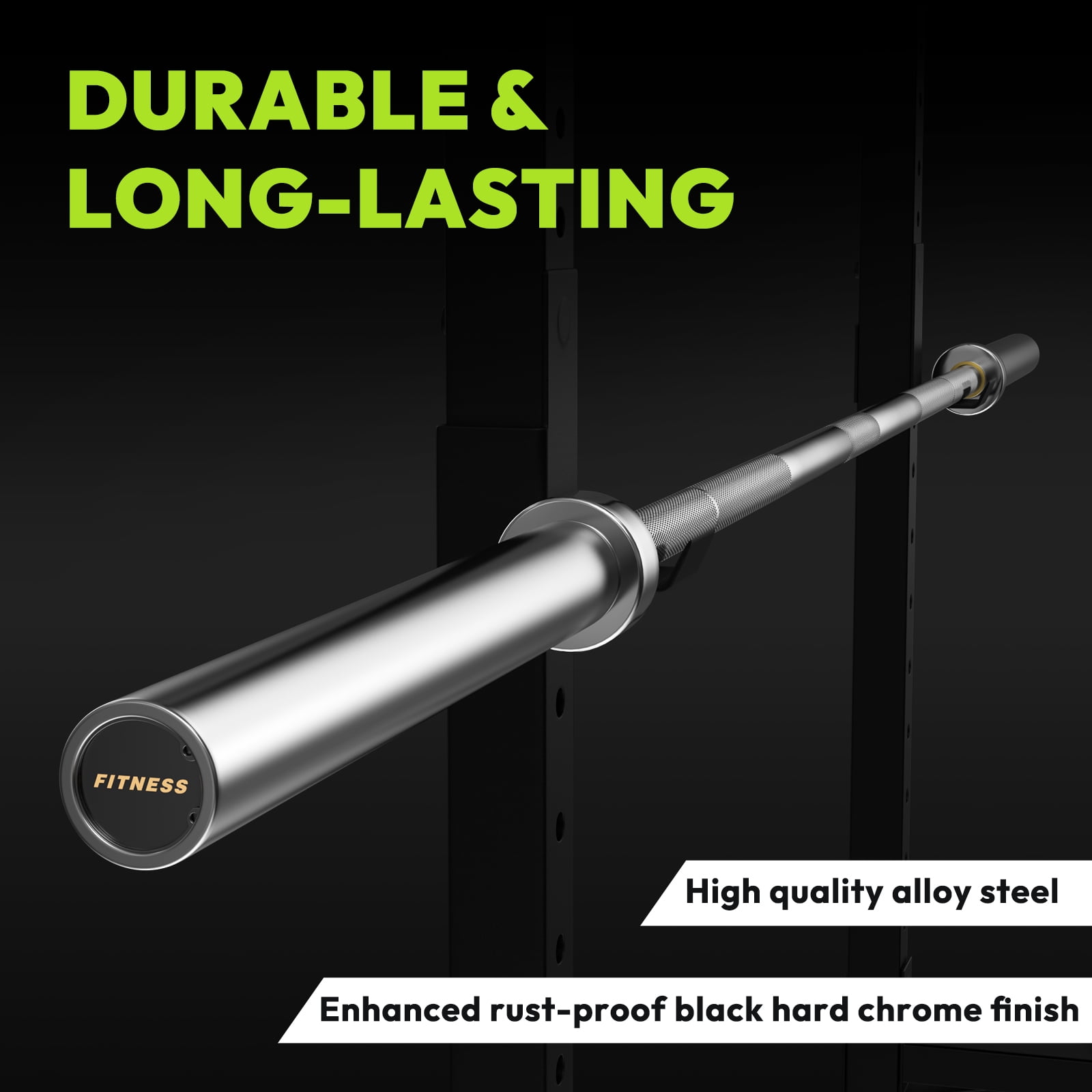 HANDBODE 7ft Olympic Barbell 45lb (20kg) - Silver, 1000lb High-Capacity Weight Bar for Bench Press and Lifting, Deadlift / Powerlifting / Squat bar for Home Gym Strength Training Workout
