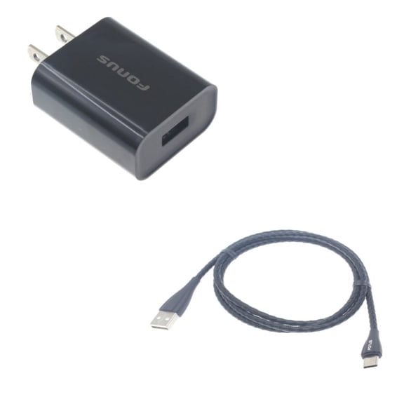 Charger Cord Type-C Metal USB Cable w USB 18W Quick Home Charger M1M for Samsung Galaxy Note 10 Plus Fold A9 A50 A20 A10e - Sonim XP8 XP3 - Sony Xperia 5 10 Plus 1 - Xiaomi Redmi Note 7