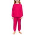 thumbnail image 3 of VBTAPA Girls Sweatsuit 2 Piece Tracksuit Solid Jogging Outfit Lightweight Casual Activewear Set Hot Pink 130, 3 of 8
