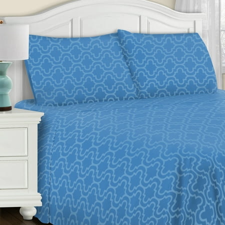 Superior 4-Count 150 GSM Light Blue Cotton Flannel Sheet Set, King