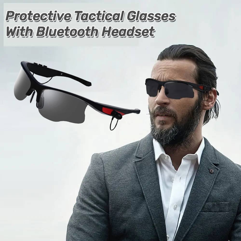 Teblint Sports Sunglasses, Wireless Bluetooth Headset with Sports Polarized Sunglasses, Smart Glasses Headphone Built-in Mic for Outdoor Cycling Running Driving Fishing (Black)