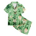 thumbnail image 4 of Nightgown Girls Baby Girls' Pajamas Tee Shorts 2-Piece Set Children's Short Sleeve St. Patrick's Day Cartoon Print Homewear Top Button Down, 4 of 4