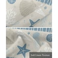 thumbnail image 6 of Blue Coastal Linen Curtain Valance for Bedroom/Bathroom/Kitchen/Living/Dining Room Window,Nautical Starfish Coral Shells Conch Jellyfish Stripes Pocket Topper Drapes Decorative Cafe Drapery 42"x12", 6 of 6