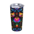 thumbnail image 2 of Kll Mexican Flower Traditional1 Stainless Steel Vacuum Insulated Coffee Cup 20 Oz Insulated Travel Mug Water Cup With Leak-Proof Straw Lid & Flip Lid,1 Metal Straws,1 Cleaning Brush, 2 of 8