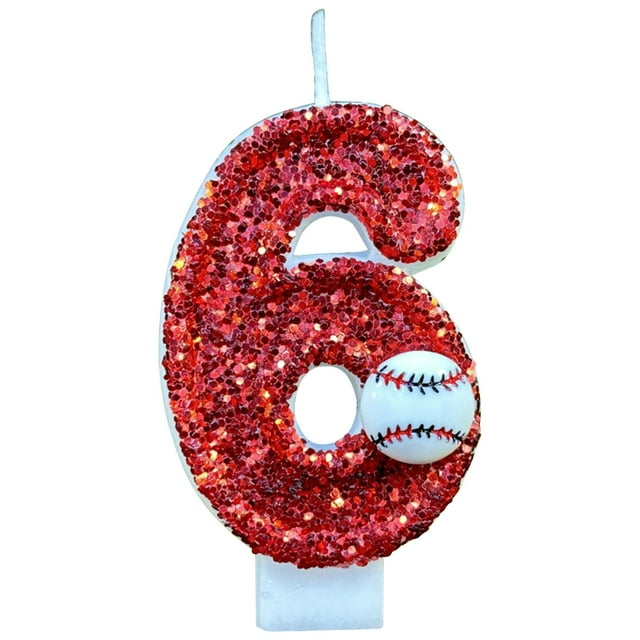 Bwiyojiz Décoration pour la Maison Bougie d'Anniversaire de Baseball 2,7 Po H 9e Décoration de Gâteau Bougies Neuf Ans Paillettes Rouges Numéro 9 pour Décorations de Cupcakes Fête Enfants Adultes, Cadeaux pour la Maison