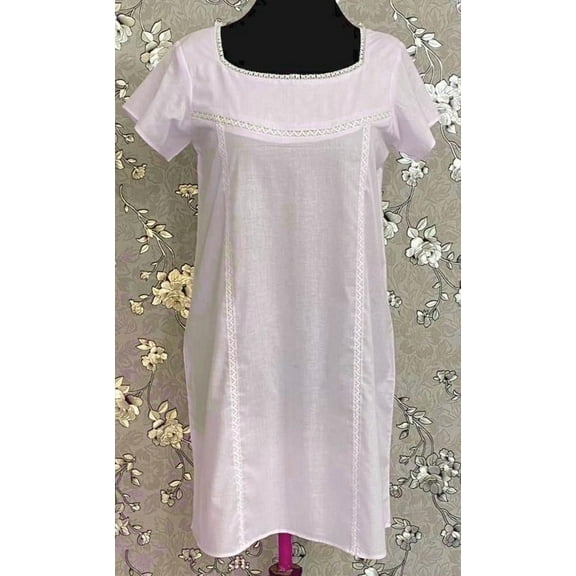 SoieRose SR1095 Women's Sleek Fit 100% Cotton Nightgown - Pale Pink