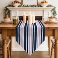 thumbnail image 3 of Table Runners 60 Inches Long, Navy Blue Pink Striped Cotton Linen Kitchen Dining Coffee Table Runner for Party Home Decor, Gradient Horizontal Lines Tabletop Dresser Scarves Runner Decor 13x60 Inch, 3 of 9