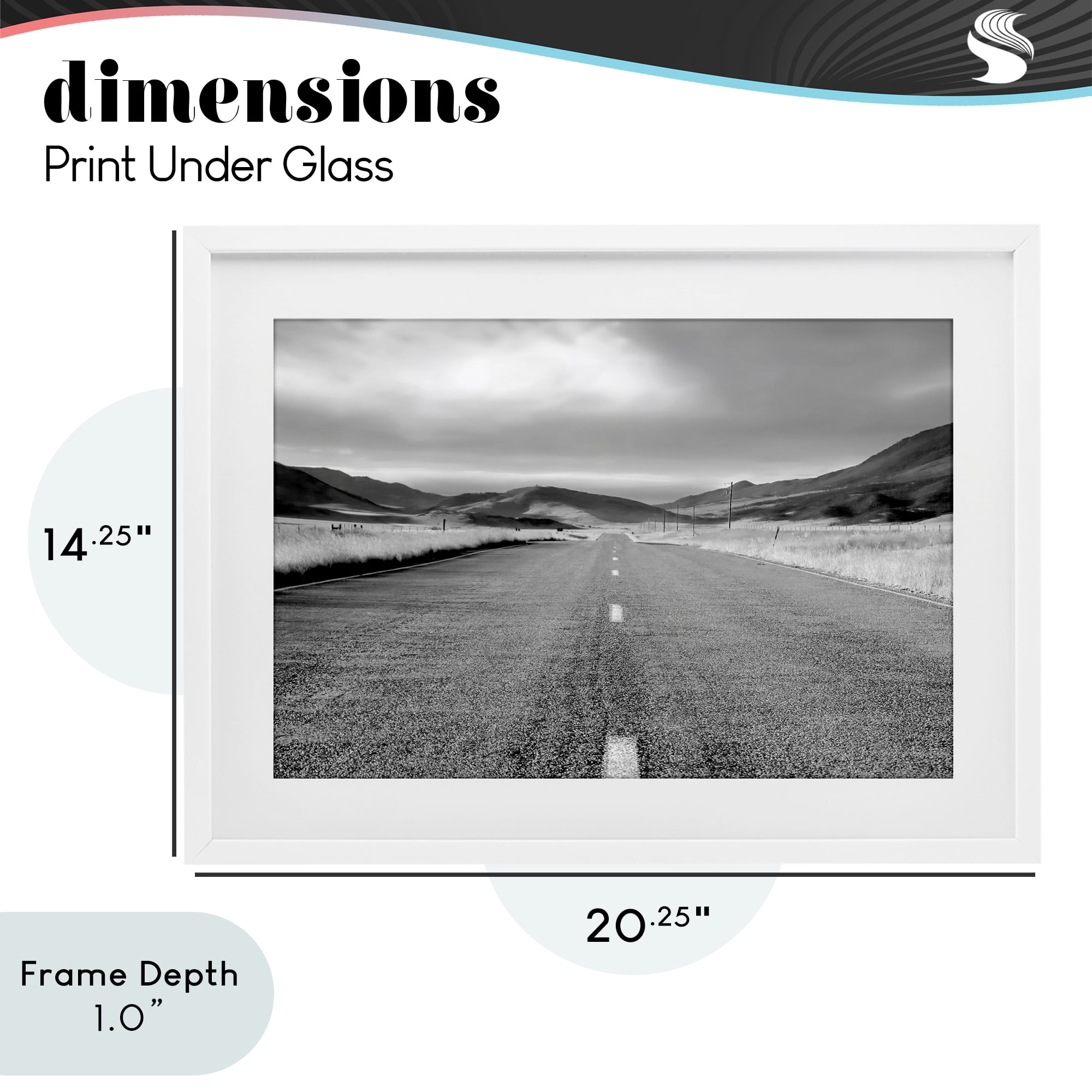 Stupell Industries Open Road Through Rolling Hills White Framed Print Under Glass, design by Steve Toole
