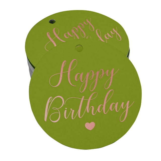 Inkdotpot 50 Pack Real Rose Gold Foil Paper Tags Happy Birthday Favor Hang Tags