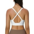 thumbnail image 4 of COMVALUE Women's Square Scoop Neck Sports Bra Thin Strap Padded Low Impact Yoga Bra Wireless Workout Crop Top (White, XL), 4 of 7