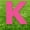 Pink, variant on 20 x 15 in. Letter K Yard Sign, Green