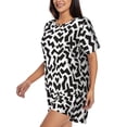 thumbnail image 3 of Womens Pajama Sets With Pocket, black white geometry Lounge Sets Short Sleeve Sleepwear PJ Sets for Women, 3 of 6