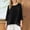 Black women's 3/4 sleeve t-shirt a1, variant on Women's 3/4 Sleeve T-Shirt Cotton Linen Blend Casual Basic Top Round Neck Curved Hem Tee Shirts For Travel And Everyday Wear, Green L