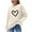 Beige, variant on qelini Pullover Sweaters for Women Heart Print Crewneck Pullover Long Sleeve Blouses Casual Trendy Knitted Tops