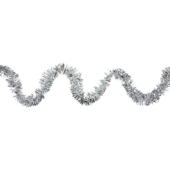 Northlight 50' x 2.5" Unlit Shiny Silver 8-Ply Foil Tinsel Christmas Garland