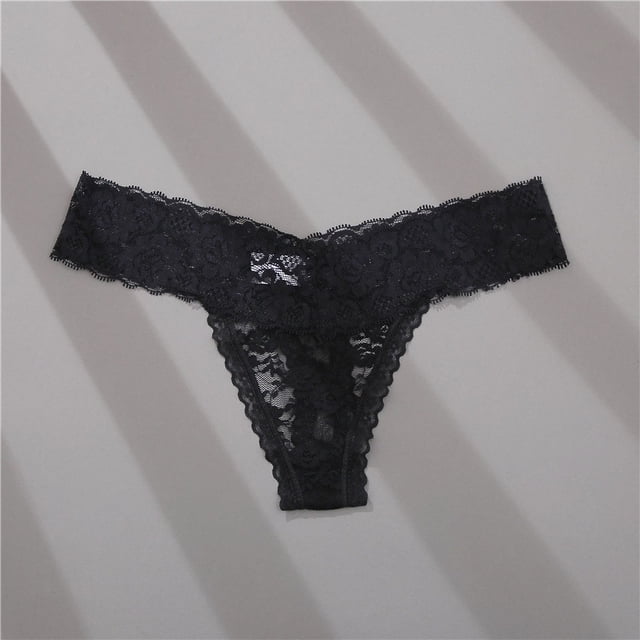 Tanga sexy de cintura baja para mujer, ropa interior de encaje transparente