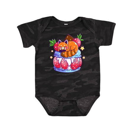

Inktastic Cute Red Panda Sleeping on Macaron with Strawberries Gift Baby Boy or Baby Girl Bodysuit