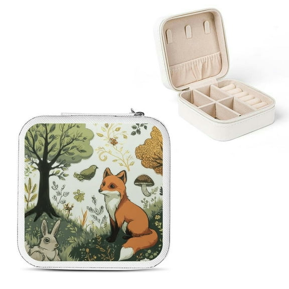 ZFLMY Fox Bird Jewelry Storage Box for Necklaces, Rings, Earrings White