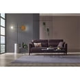 thumbnail image 2 of Enza Home Alto 3-Seater Fabric & Wood Sofa Bed in Purple/Brown, 2 of 8