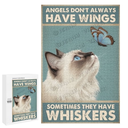 Ragdoll Cat 1000 Piece Puzzle for Adults - Cats With Butterfly Jigsaw Puzzles 1000 Pieces | Challenging Family Activity Great Gift Idea for Family Friends