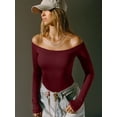 thumbnail image 4 of MOYIKO Off The Shoulder Tops For Women Fitted Long Sleeve Shirts Elegant, 4 of 7
