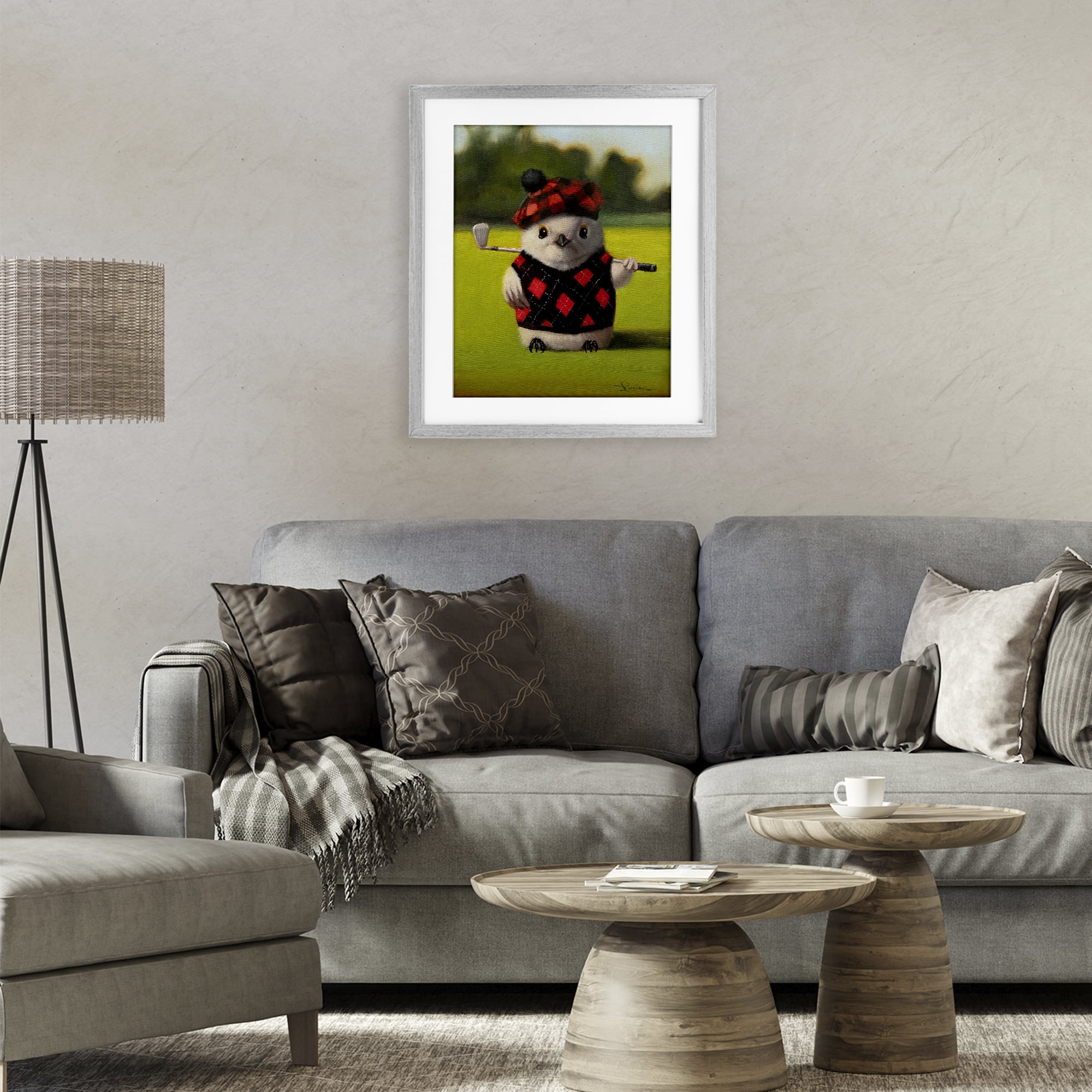 Stupell Industries Birdie Golf Swing Gray Framed Print Under Glass, design by Lucia Heffernan