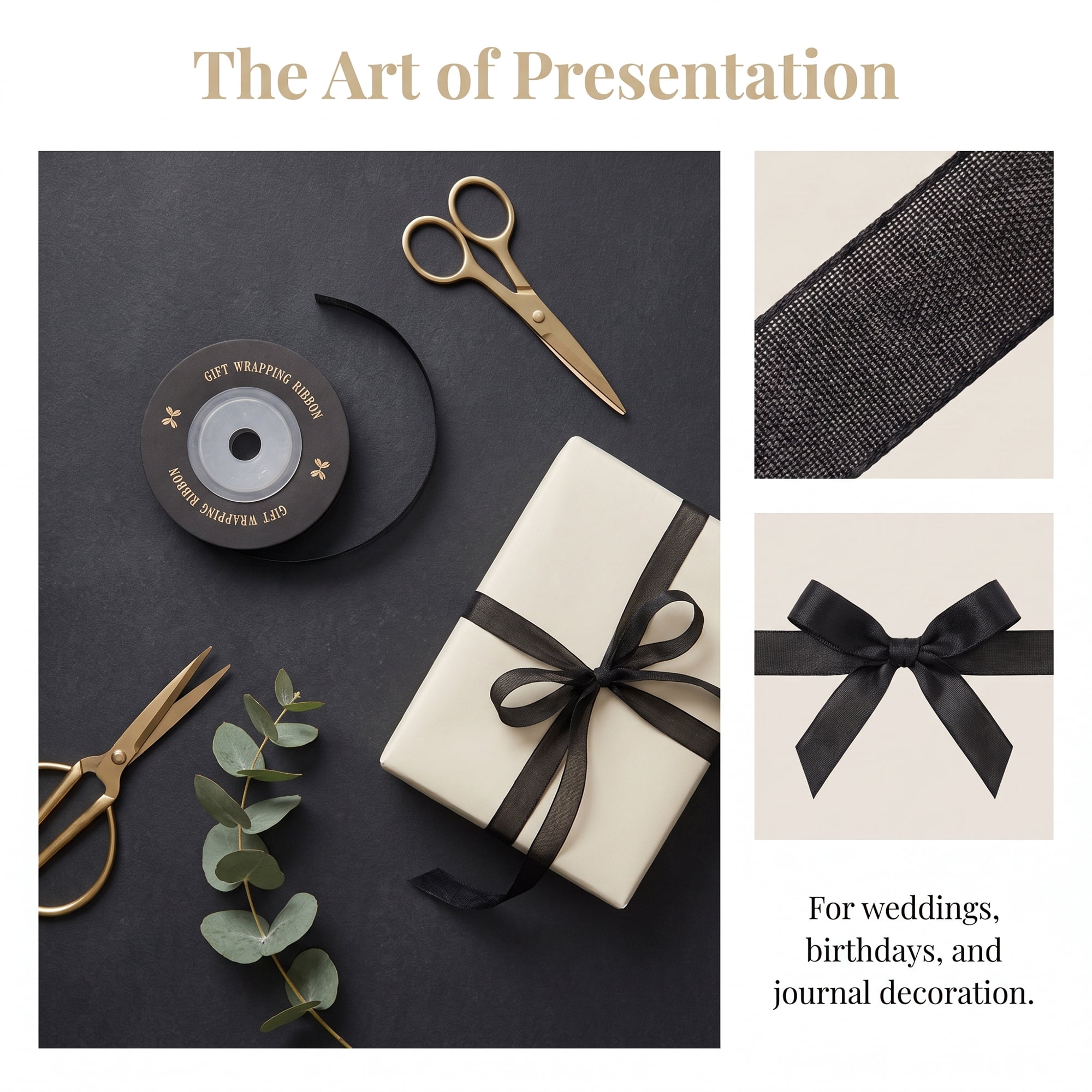 Unique Bargains Elegant Satin Ribbon for Gift Wrapping Black 5.5 Yard